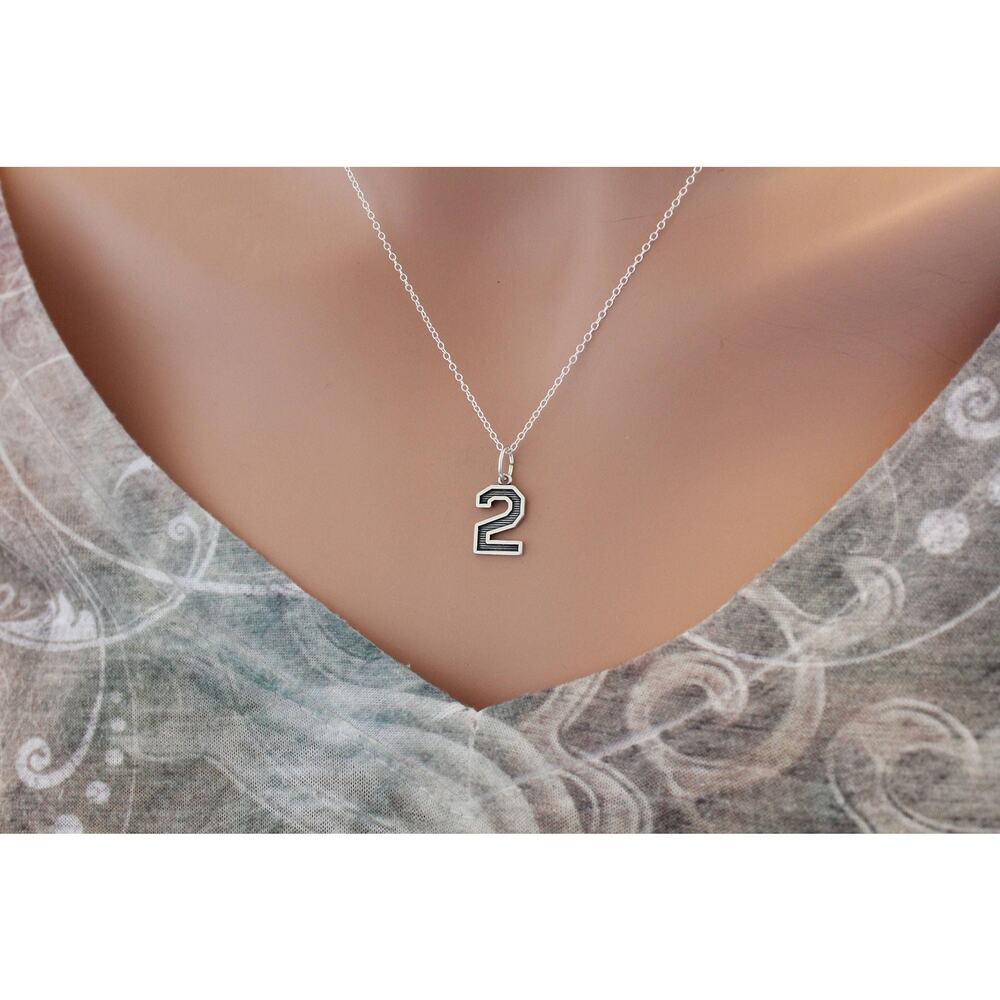 Sterling Silver Number Two Charm Necklace